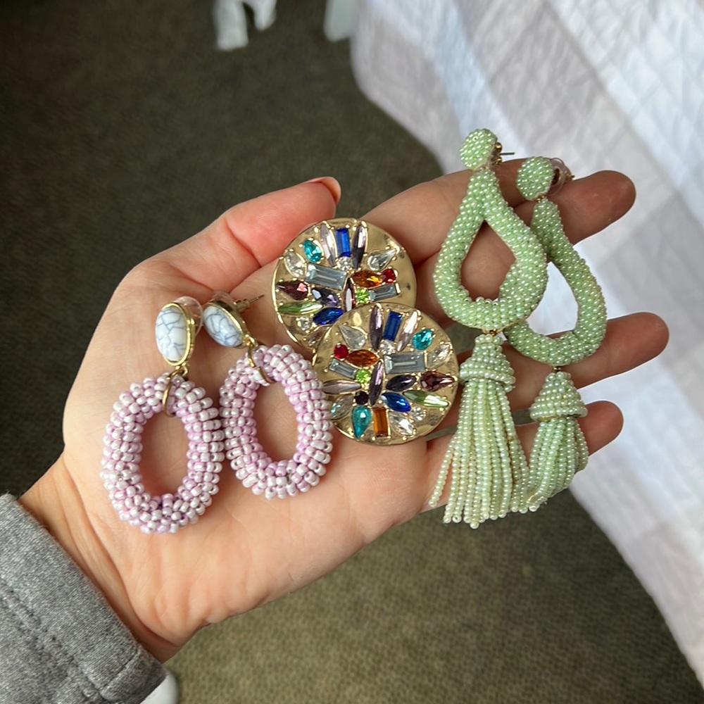 Lot of 3 pairs of statement Baublebar earrings